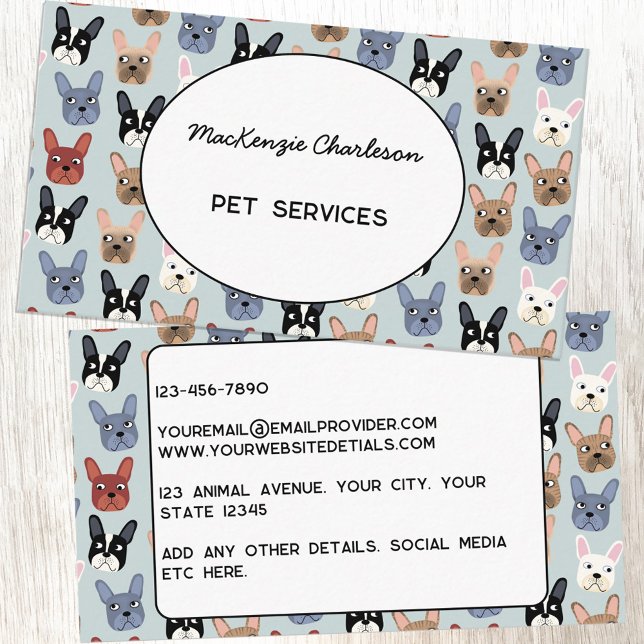 Mascota Servicios Tarjeta de visita de Bulldog fra (Subido por el creador)