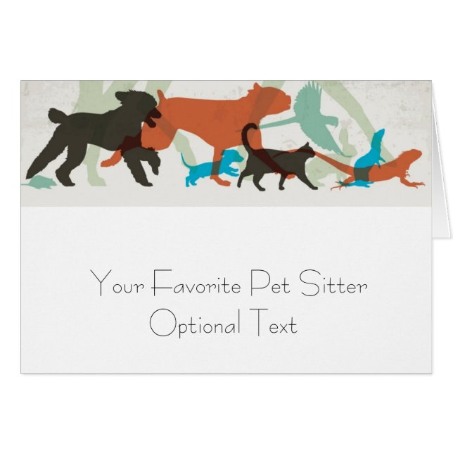 Mascota Sitter Animales Caminando Tarjeta de Nota  (Anverso (Horizontal))