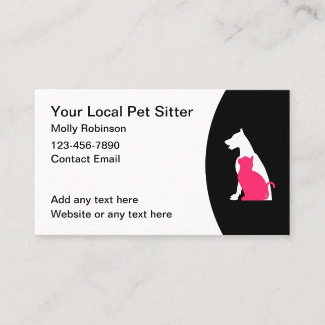 Mascota Sitter Nuevas Tarjetas De Negocios Sencill (Anverso)