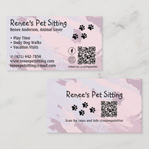 Mascota Sitter Paint QR Código tarjeta de visita