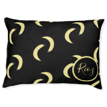 Cama para mascota con patrón de plátano negro nomb