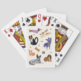 Mascotas con perros y gatos jugando cartas