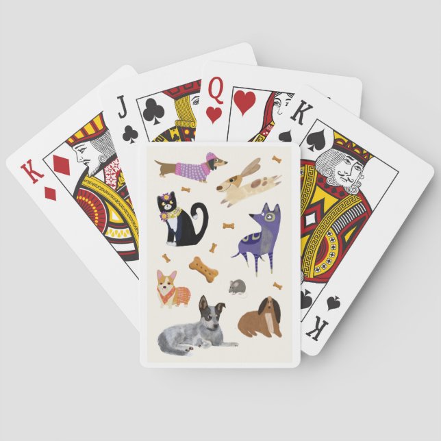 Mascotas con perros y gatos jugando cartas (Reverso)