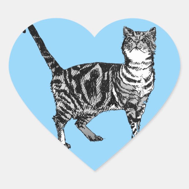 Mascotas de gatos de Tabby Pegatinas Blue Cute  co (Anverso)