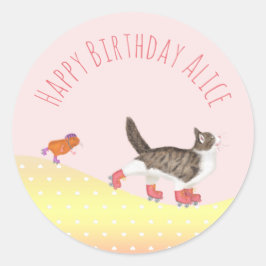 Mascotas de patinaje sobre ruedas pegatinas redond