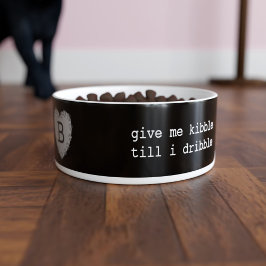 Mascotas miran el bol de gato negro monogramado co