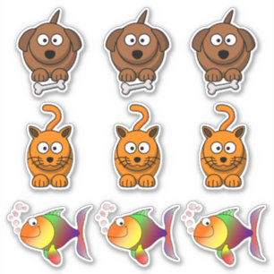Mascotas Perro, Gato, Pegatina de Dibujos Animados