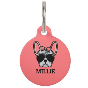 Mascotas Placa de identificación para mascota de Bulldog Fr