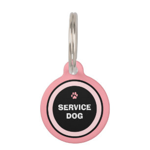 Mascotas Placa de identificación para perro - Rosa y negro