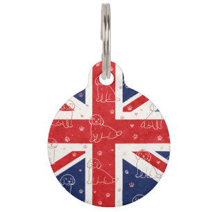 Mascotas Placa de identificación para perro Union Jack de C