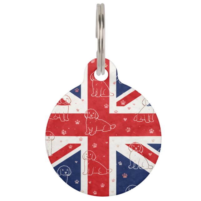 Mascotas Placa de identificación para perro Union Jack de C (Anverso)