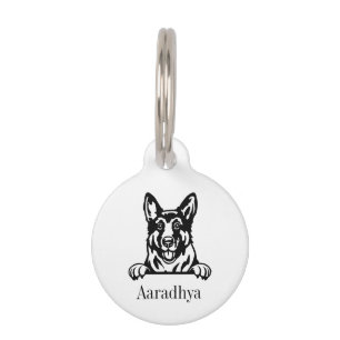 Mascotas placa de nombre personalizada para perro pastor al