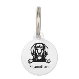Mascotas placa de nombre personalizada para perro salchicha