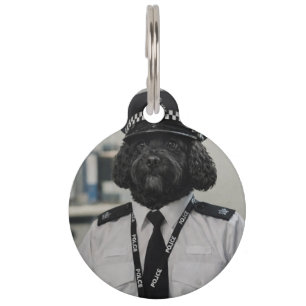 Mascotas Placa divertida para mascota de perro policía Cock