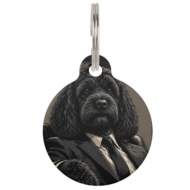 Mascotas Placa para perro Cockapoo negro | Cockapoo caballe (Anverso)