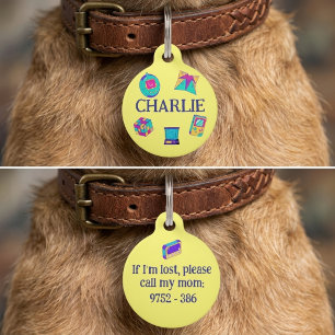 Mascotas Placa Personalizada para Mascota con Diseño Retro