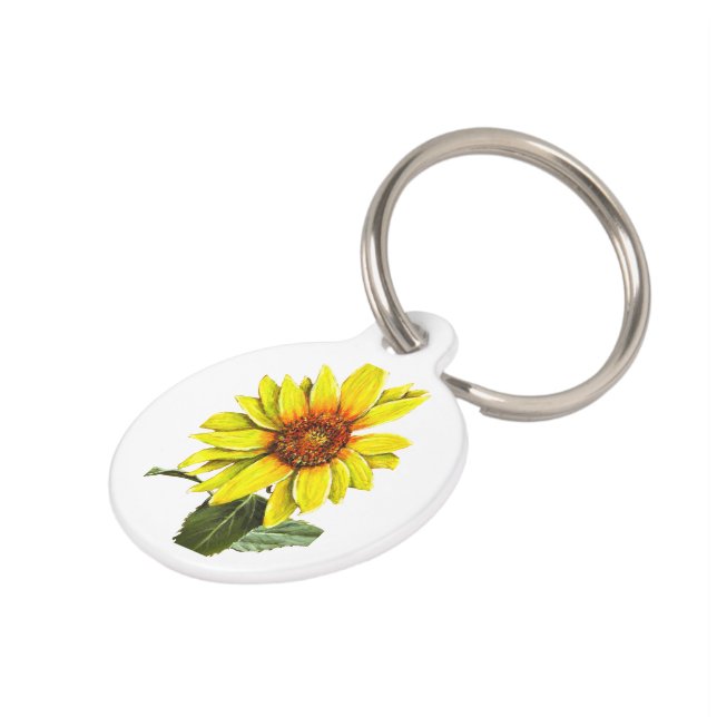 Mascotas Placa Redonda de Girasol para Mascota (Lateral)