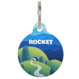 Mascotas Placa Redonda para Mascota con Paisaje de Montaña