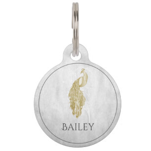 Mascotas Placa Redonda para Mascota Pavo Real Elegante Dora