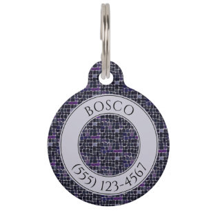 Mascotas Placa Redonda para Mascota PET LOVE - Mosaico Negr