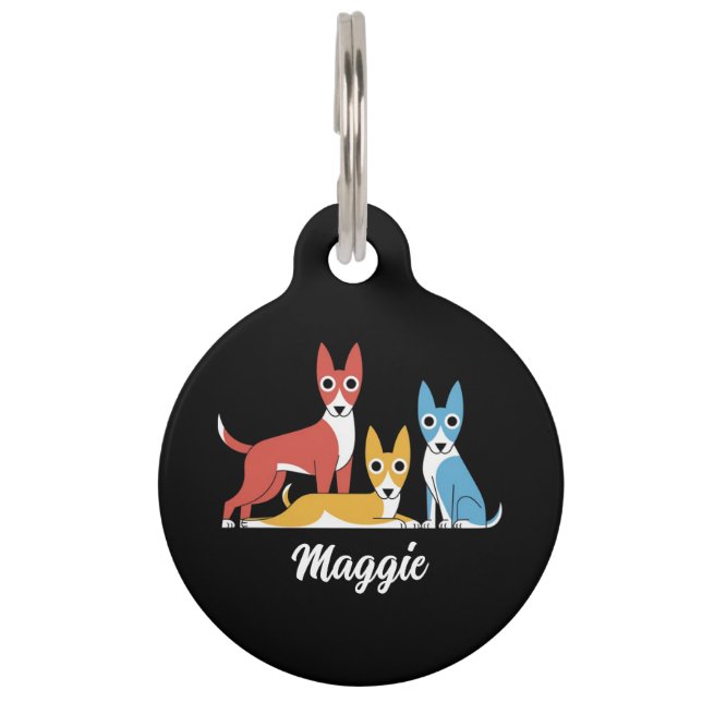 Mascotas Placa redonda personalizada para mascota con perro (Anverso)
