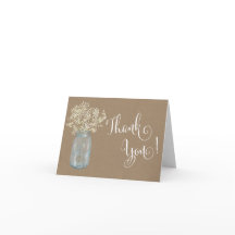 Mason Jar Baby's Breath THank nota