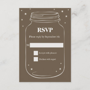 Mason Jar con luciérnagas Wedding RSVP Brown