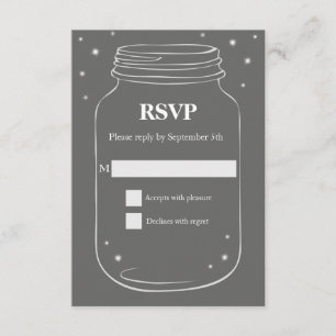 Mason Jar con luciérnagas Wedding RSVP Grey