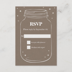 Mason Jar con luciérnagas Wedding RSVP Linen