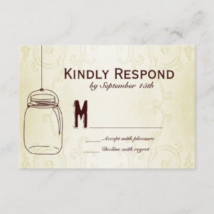 Mason Jar Country Swirls Wedding Tarjetas RSVP