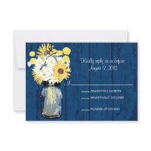 Mason Jar Daisies Sunflowers & Billy Balls RSVP