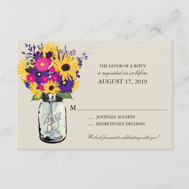 Mason Jar Daisies y Sunflowers | RSVP (Anverso)