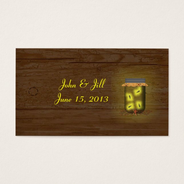 Mason Jar De Fireflies Boda Hang Tag (Frente)