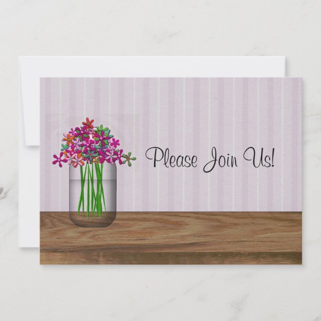 Mason Jar De La Invitación A La Boda De Flores (Anverso)