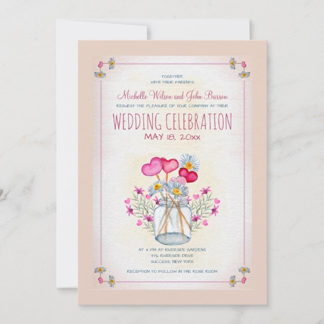 Mason Jar de la invitación al amor (Anverso)