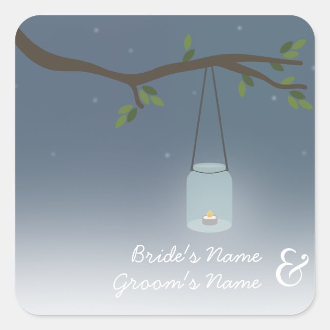 Mason Jar Evening Boda al aire libre Pegatina (Anverso)