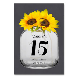 Mason jar girasol boda números de mesa de solarium