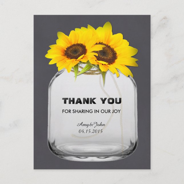 Mason jar girasol gracias nota solflor7 (Anverso)