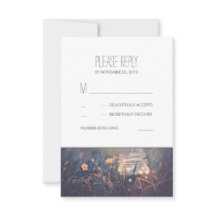 Mason Jar ilumina las tarjetas RSVP de boda rústic