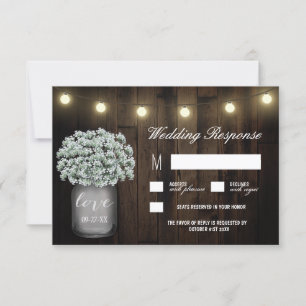 Mason Jar ilumina las tarjetas RSVP de la boda de