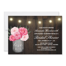 Mason Jar + Invitaciones a ducha de novias rustica