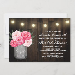 Mason Jar + Invitaciones a ducha de novias rustica