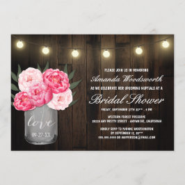 Mason Jar + Invitaciones a ducha de novias rustica
