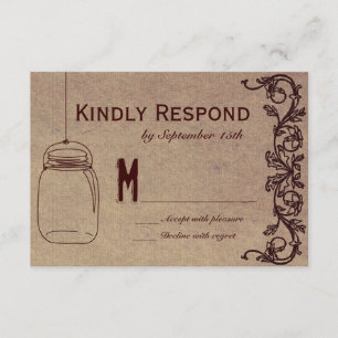 Mason Jar Rustic CountryBoda de tarjetas RSVP