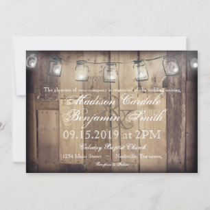 Mason Jar String ilumina la invitación a la boda d