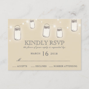 Mason Jar String ilumina Rubor Pink Wedding RSVP