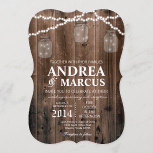 Mason Jar String Lights 5x7 Invitación a la boda