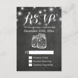 Mason Jar & String Lights Chalkboard Wedding RSVP