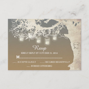 Mason Jar String Lights Tree Branch Sunset RSVP