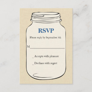 Mason Jar Style 2 Wedding RSVP - Azul